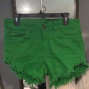 Rafaella‎ Green Distressed Jean Shorts Fringe Hem